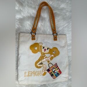 COACH Poppy Chan LEMON White Canvas Tote Bag
